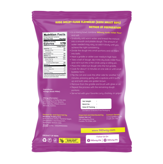 Kodo (Varagu) Millet Flour - 500 gms (1.1 lbs)