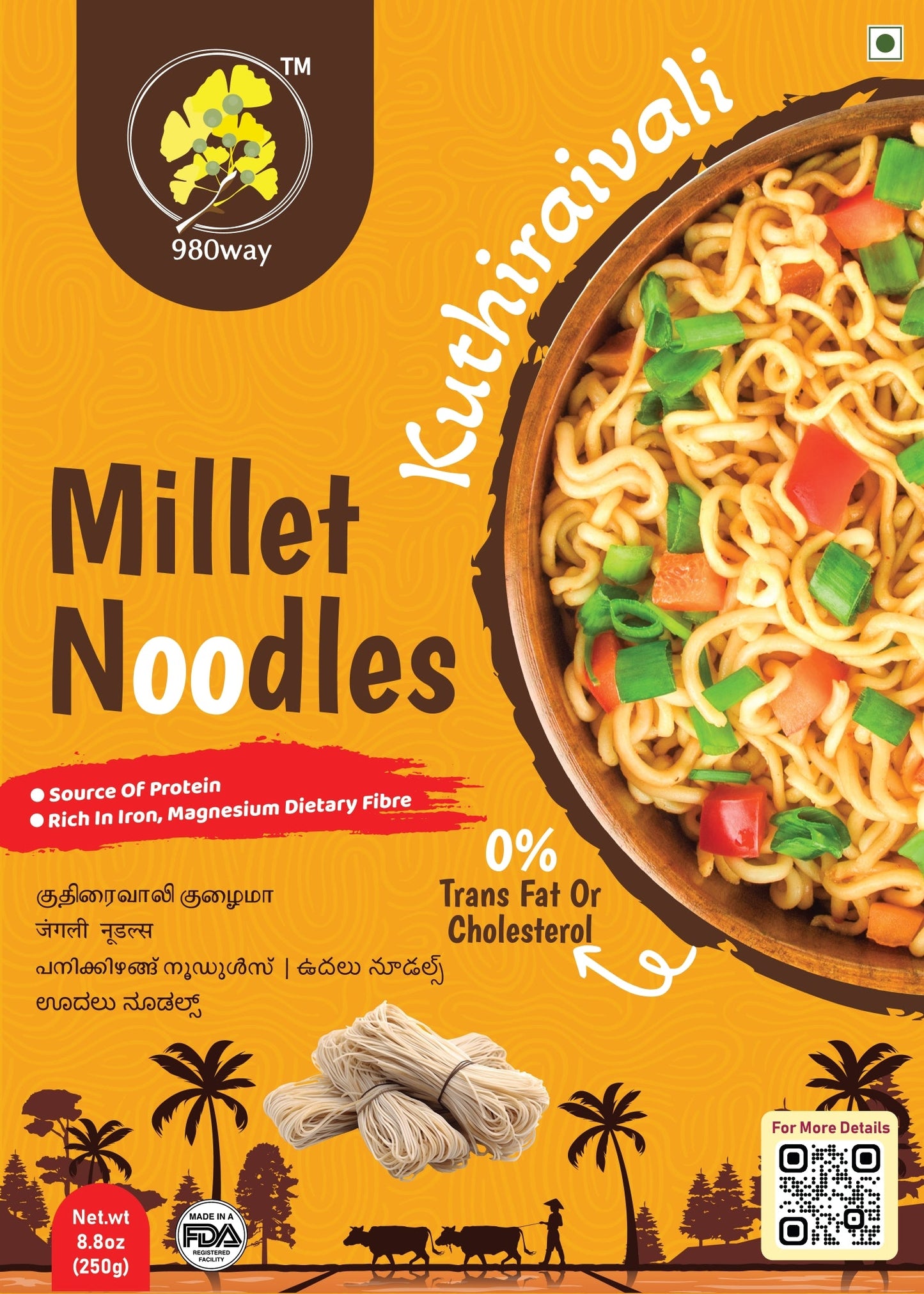 Barnyard (Kuthiraivali) Millets Noodles - 200 gms (7.06 oz)