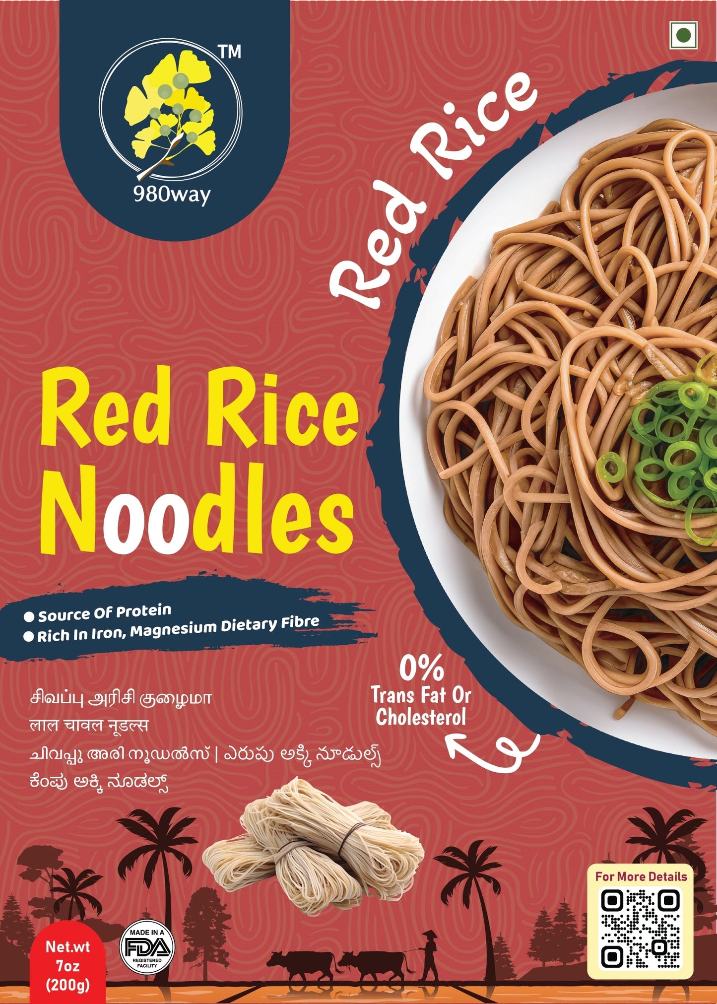Red Rice Noodles - 200 gms (7.06 oz)