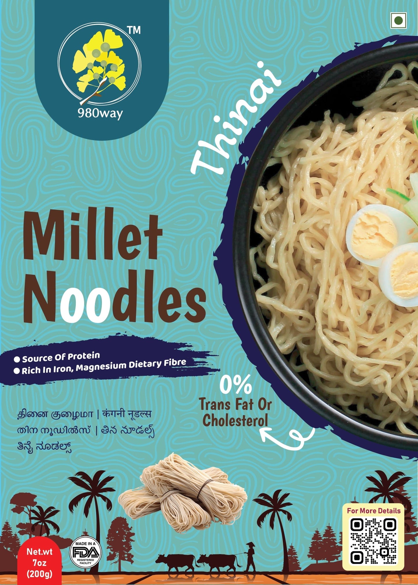 Foxtail (Thinai) Millets Noodles - 200 gms (7.06 oz)